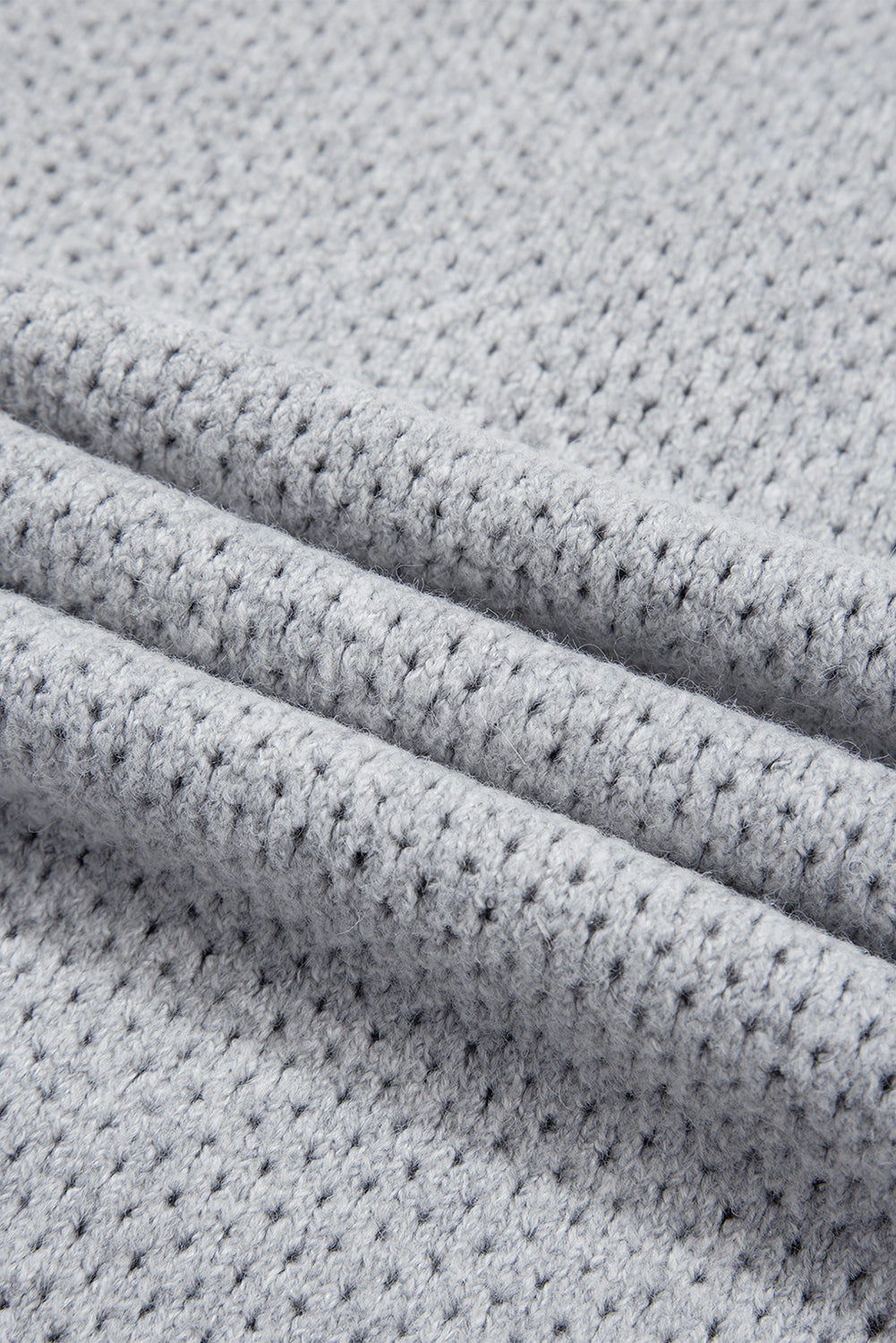 Light Grey Plain Oversized Hollowed Knit Sweater