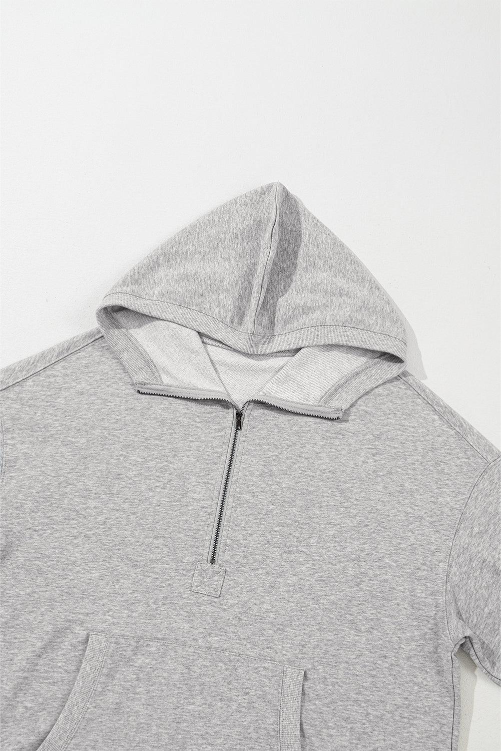 Aruba Blue Kangaroo Pocket Half Zipper Oversized Hoodie