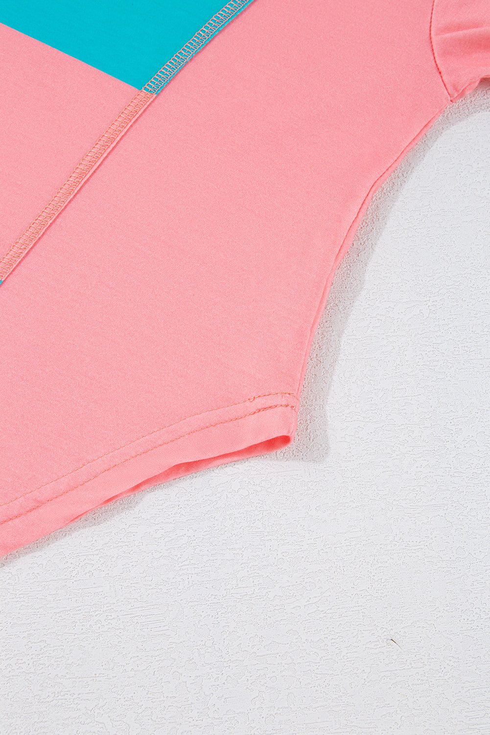Blue Green Colorblock Drop Sleeve Round Neck Top