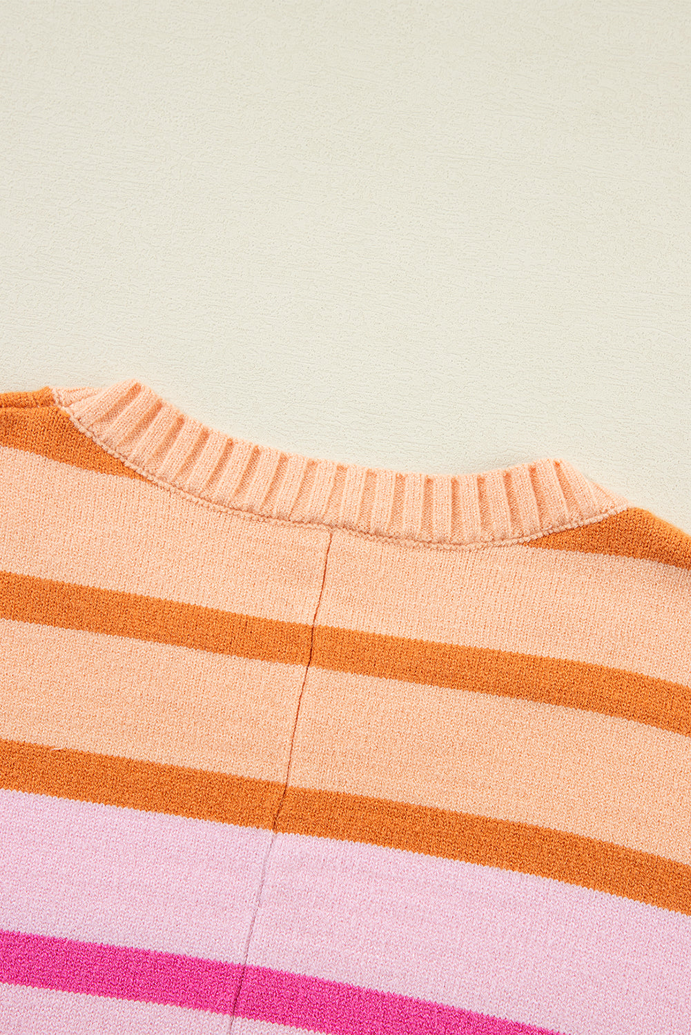 Yellow Striped Ribbed Edge Gradient Loose Sweater