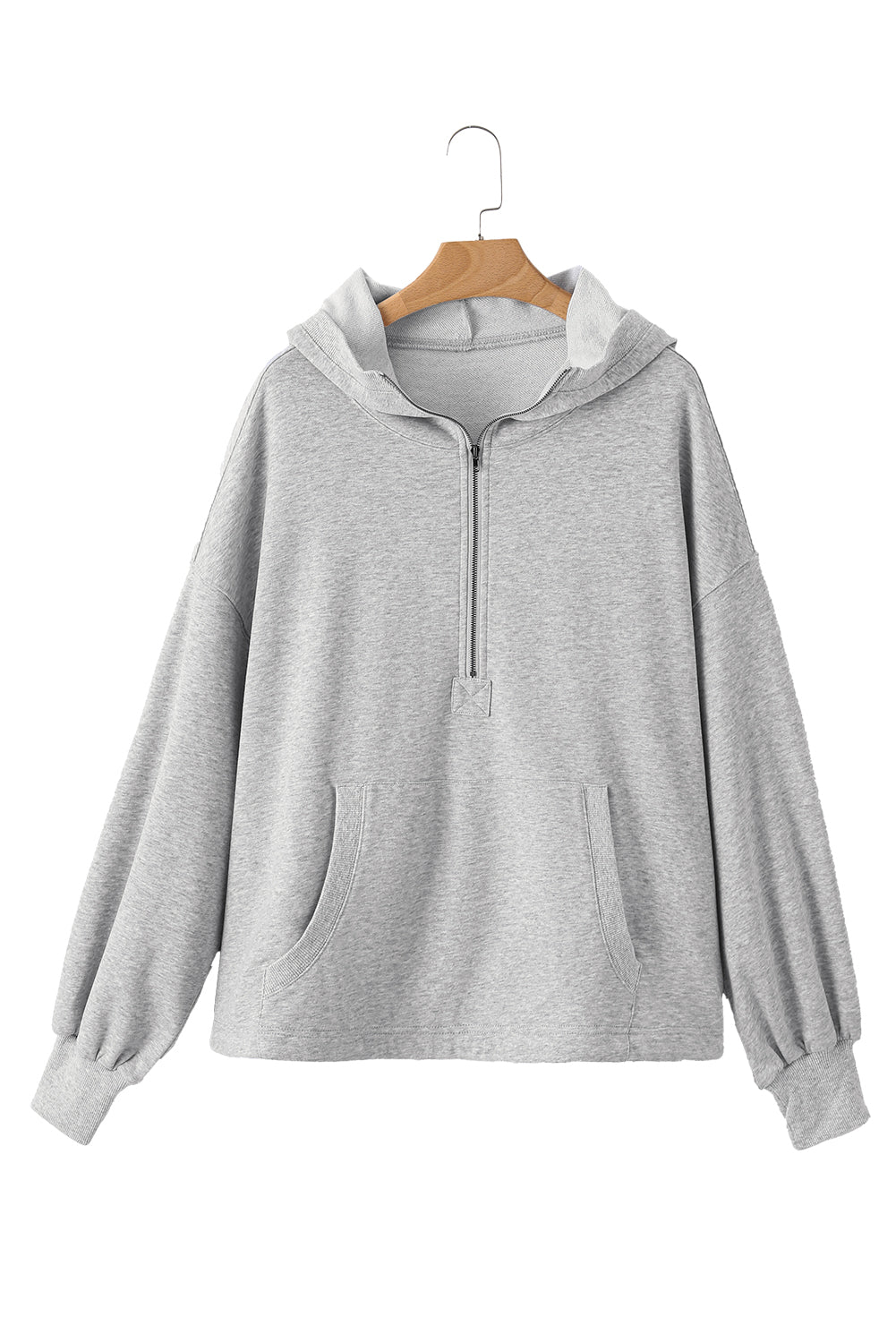 Aruba Blue Kangaroo Pocket Half Zipper Oversized Hoodie