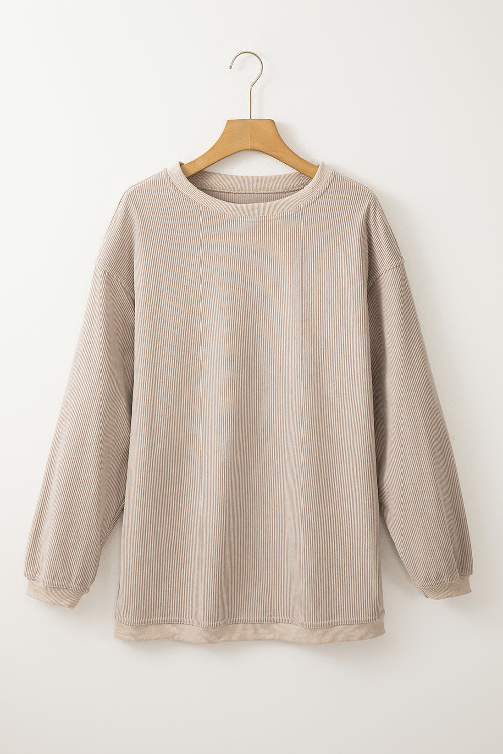 Dark Grey Drop Sleeve Crinkle Rib Oversized Sweatshirt