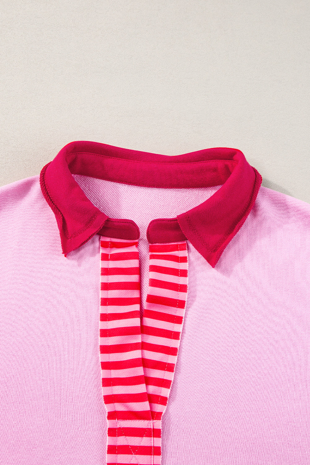 White Stripe Colorblock Sleeve Collared Mini Dress