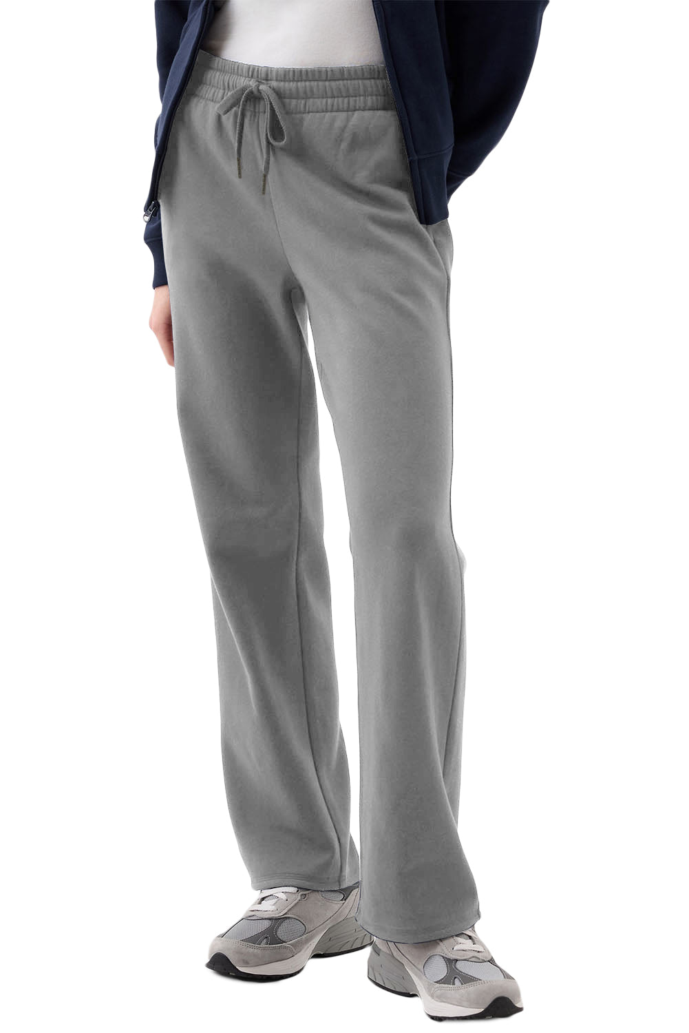 Black Solid Color Fleece Lined Drawstring Waist Pants