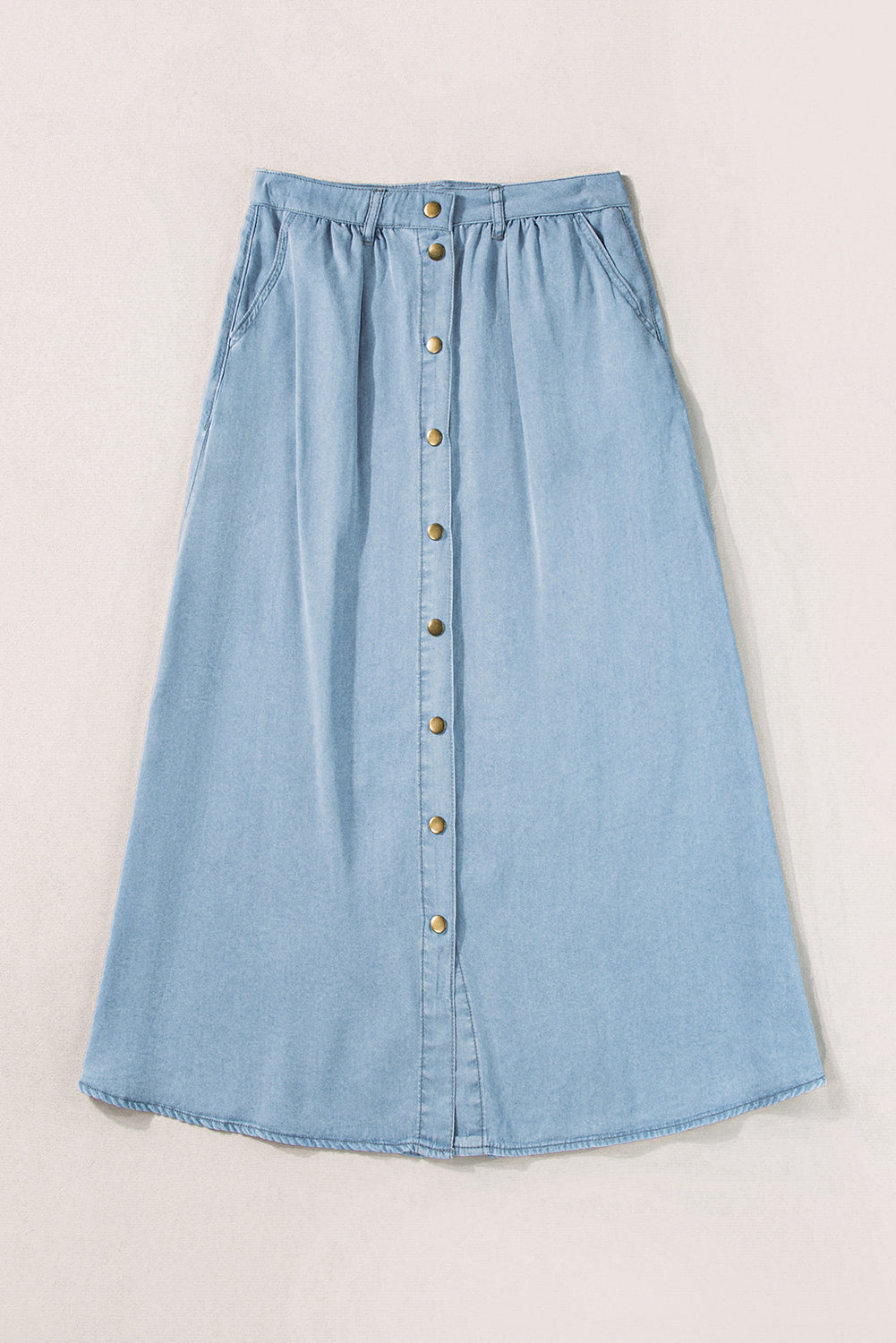 Dark Grey Fully Buttoned Long Denim Skirt