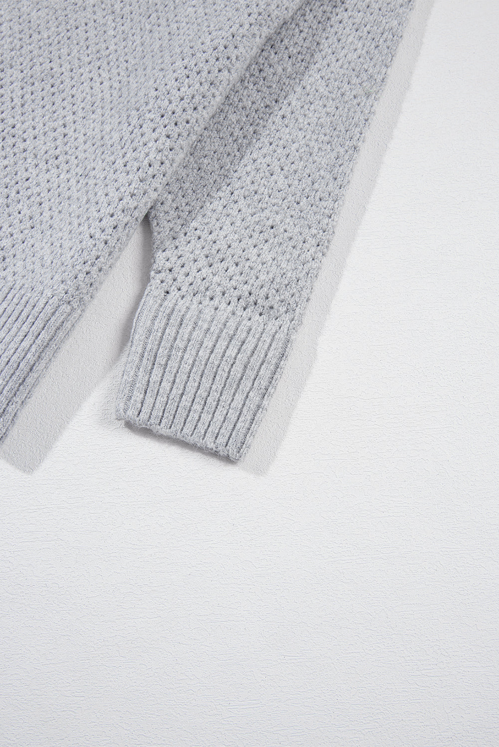 Light Grey Plain Oversized Hollowed Knit Sweater