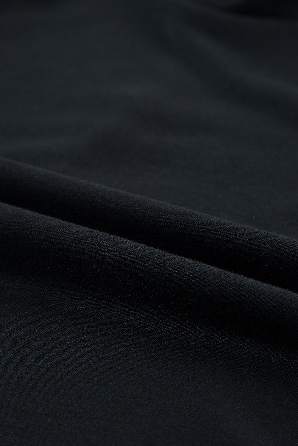 Black Solid Color Ruffle Hem Mini Sweatshirt Dress