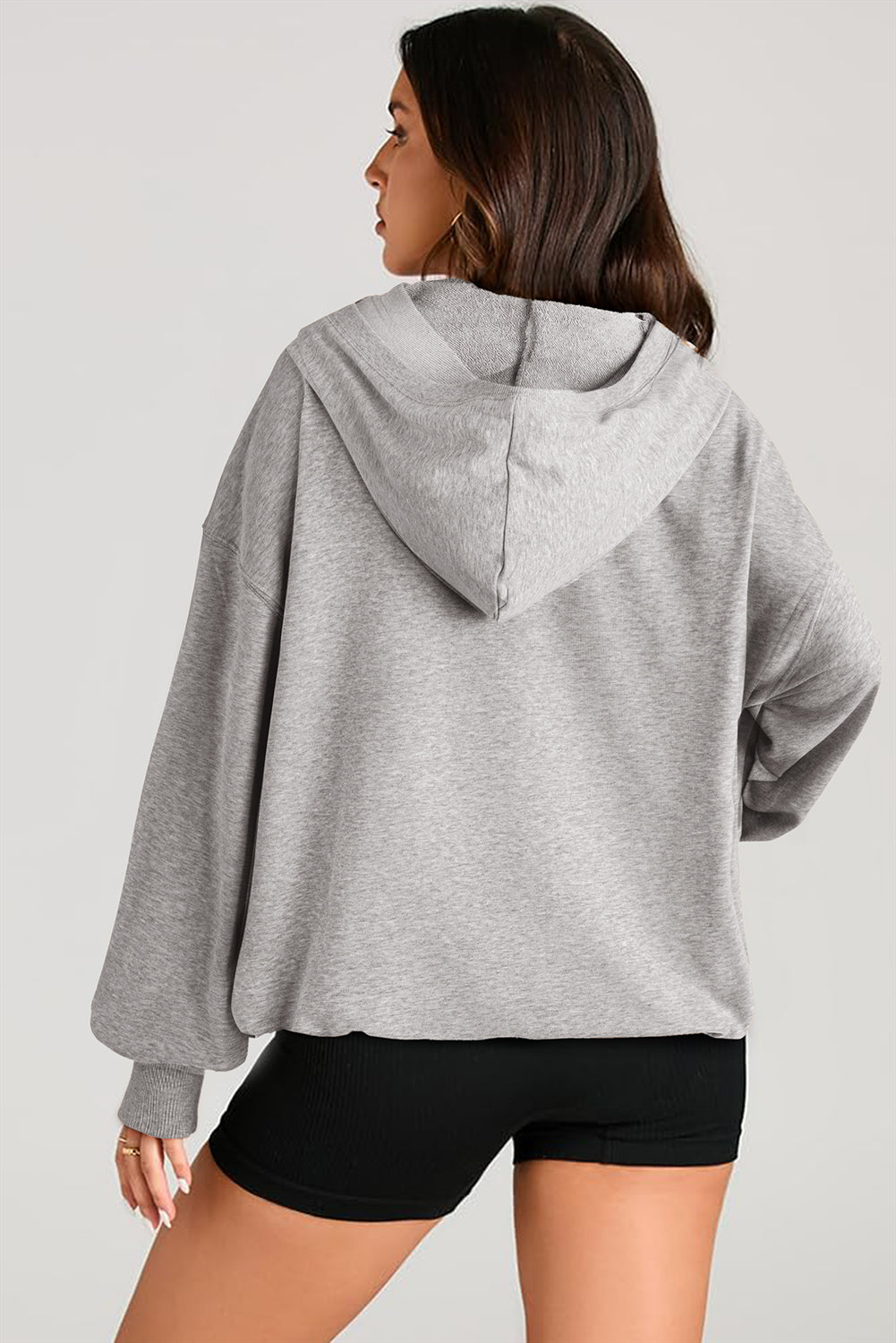 Aruba Blue Kangaroo Pocket Half Zipper Oversized Hoodie