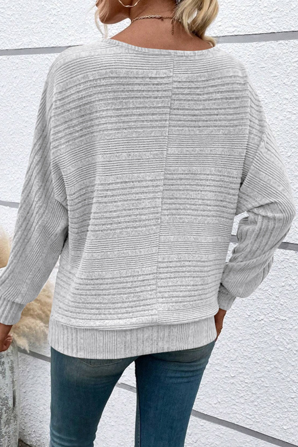 Burgundy Pit Stripe Batwing Sleeve Top