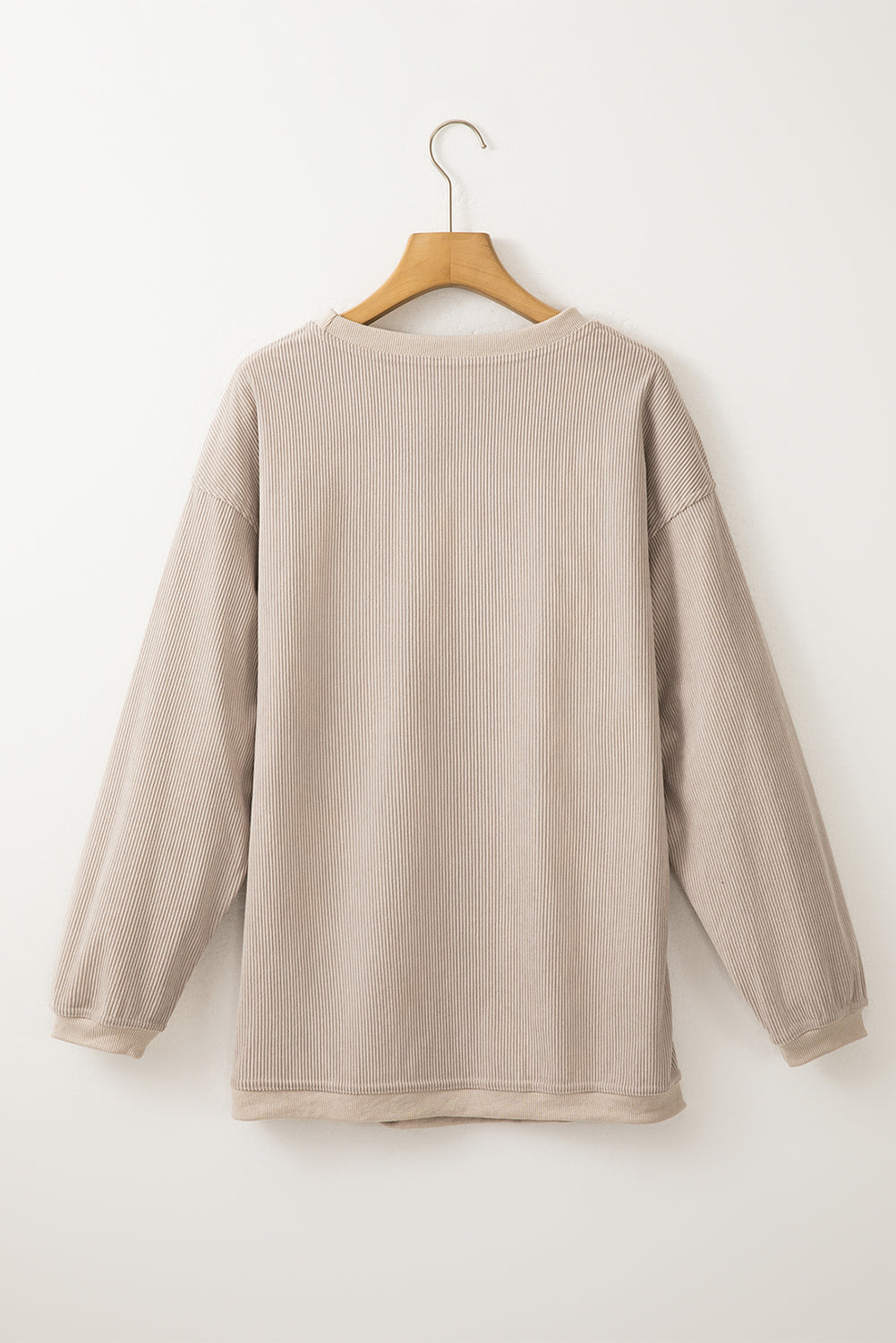 Dark Grey Drop Sleeve Crinkle Rib Oversized Sweatshirt