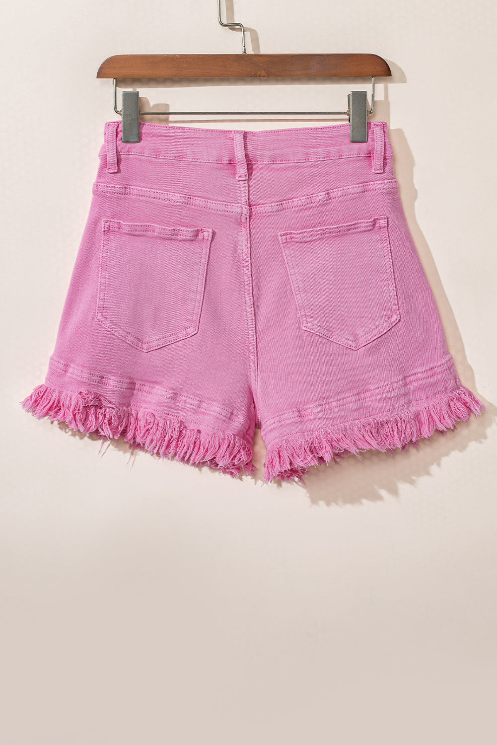 Turquoise Raw Hem Mid Rise Denim Shorts