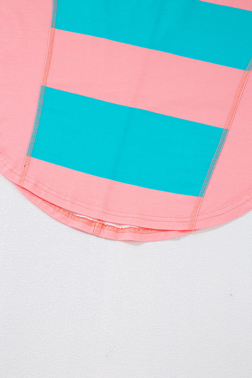 Blue Green Colorblock Drop Sleeve Round Neck Top