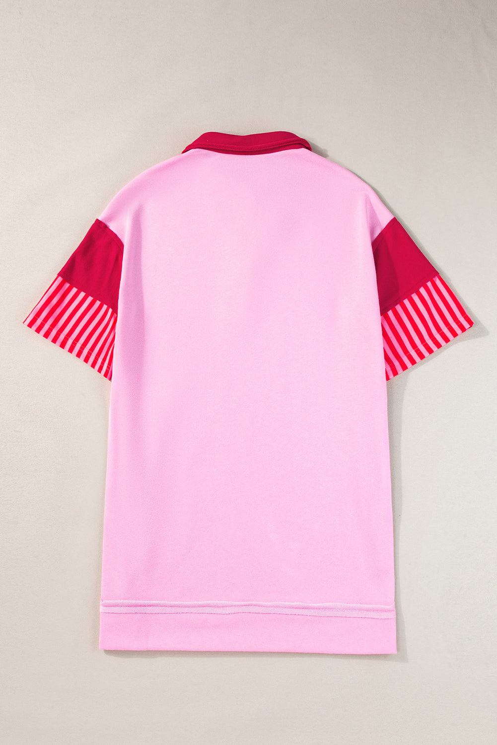 White Stripe Colorblock Sleeve Collared Mini Dress