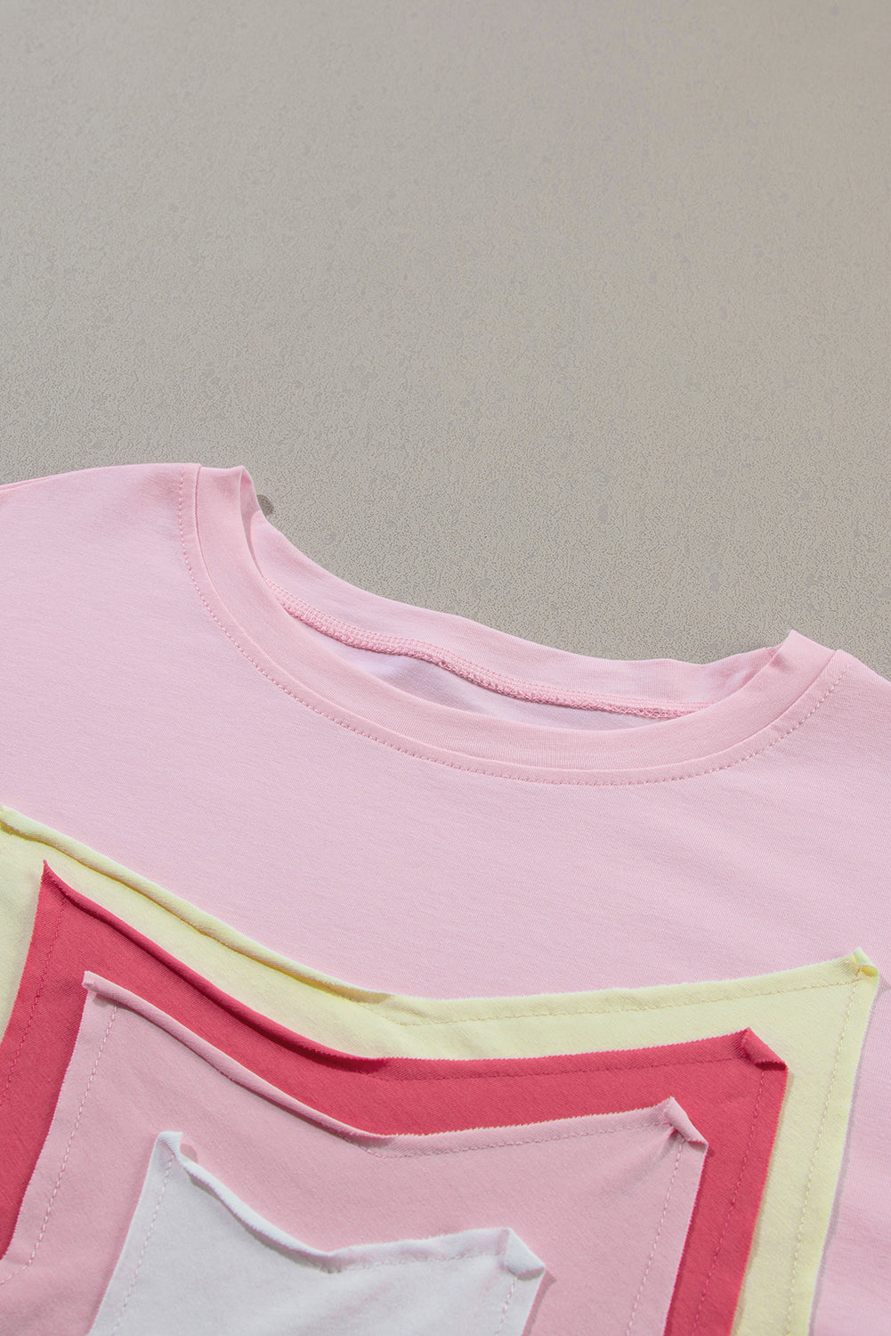 Bonbon Colorblock Star Patched Half Sleeve Oversized Tee