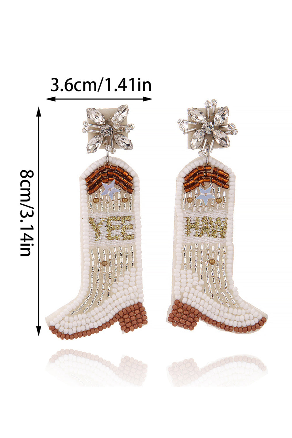 Beige Rice Beaded Boots Dangle Earrings