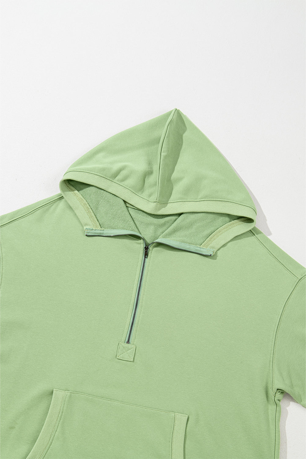 Aruba Blue Kangaroo Pocket Half Zipper Oversized Hoodie