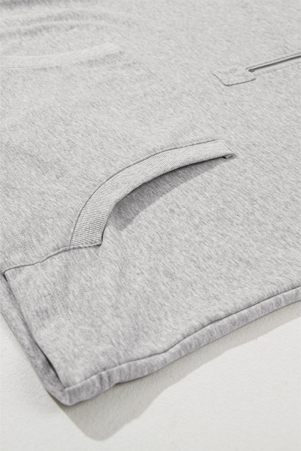 Aruba Blue Kangaroo Pocket Half Zipper Oversized Hoodie