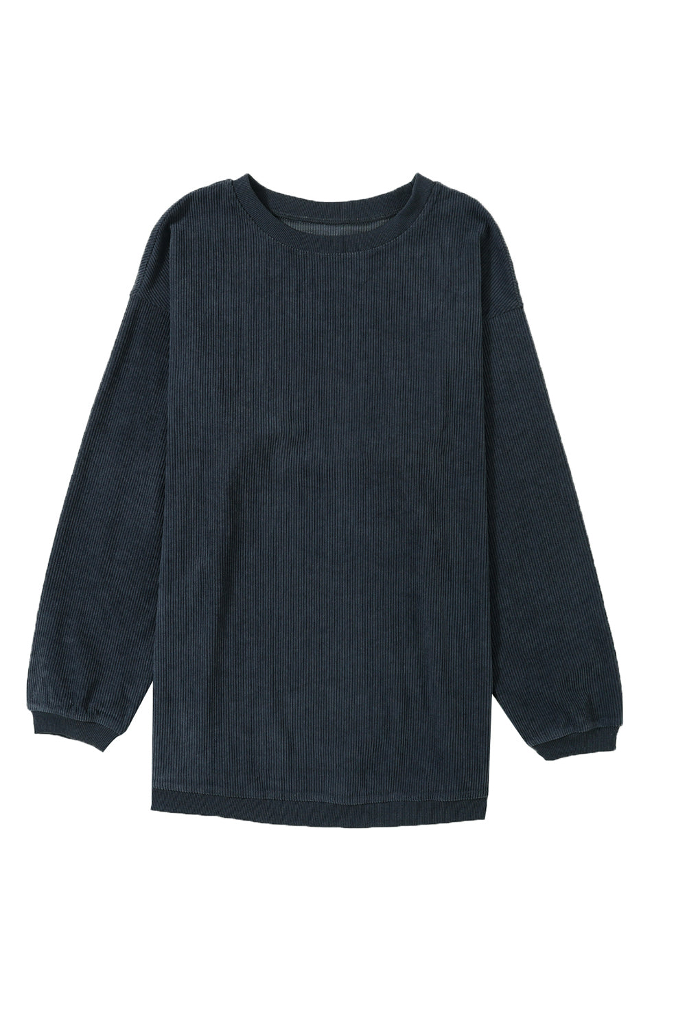 Dark Grey Drop Sleeve Crinkle Rib Oversized Sweatshirt