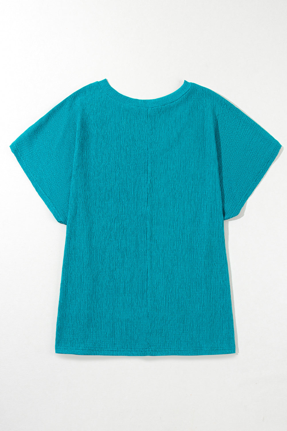 Blue Sapphire Textured V Neck Plus Size Blouse