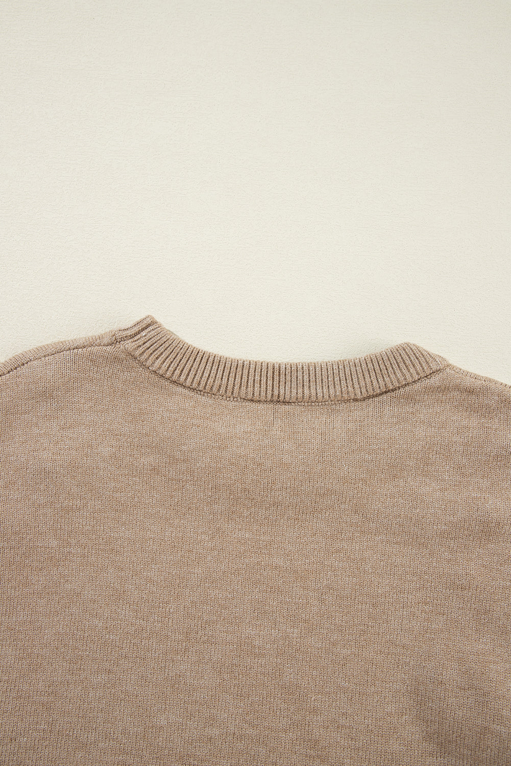 Light Grey Pearl Drop Shoulder Round Neck Sweater