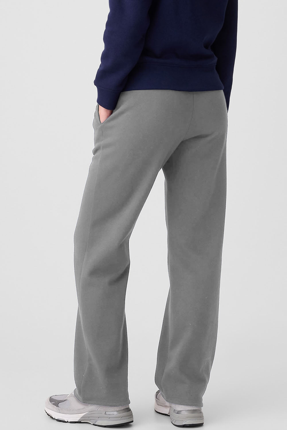 Black Solid Color Fleece Lined Drawstring Waist Pants
