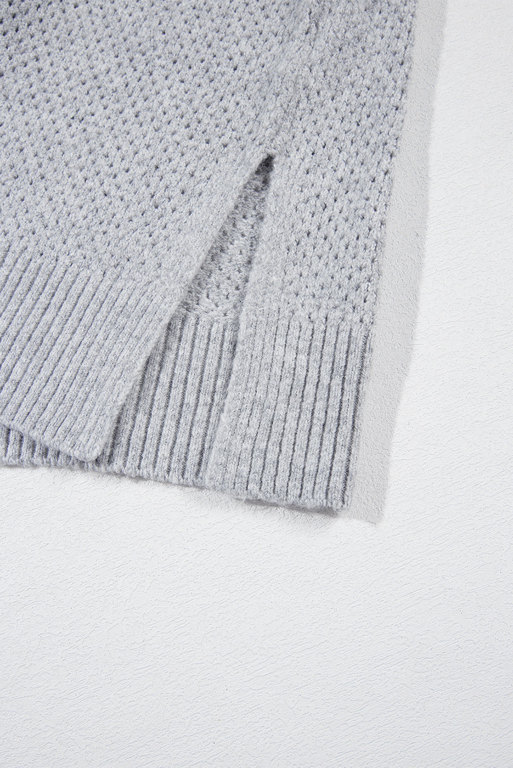 Light Grey Plain Oversized Hollowed Knit Sweater