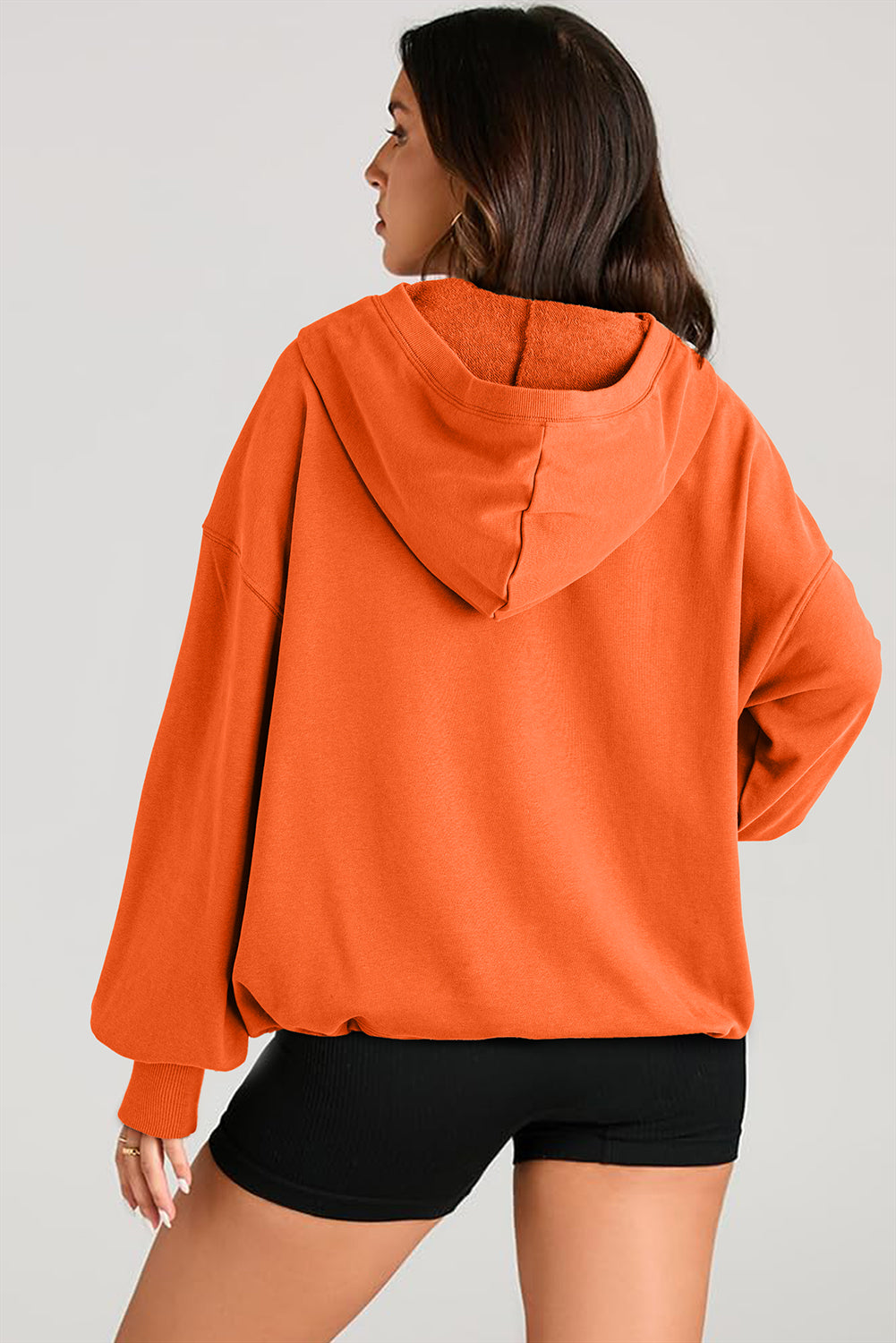 Aruba Blue Kangaroo Pocket Half Zipper Oversized Hoodie