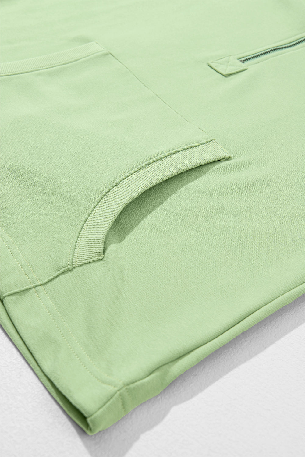 Aruba Blue Kangaroo Pocket Half Zipper Oversized Hoodie