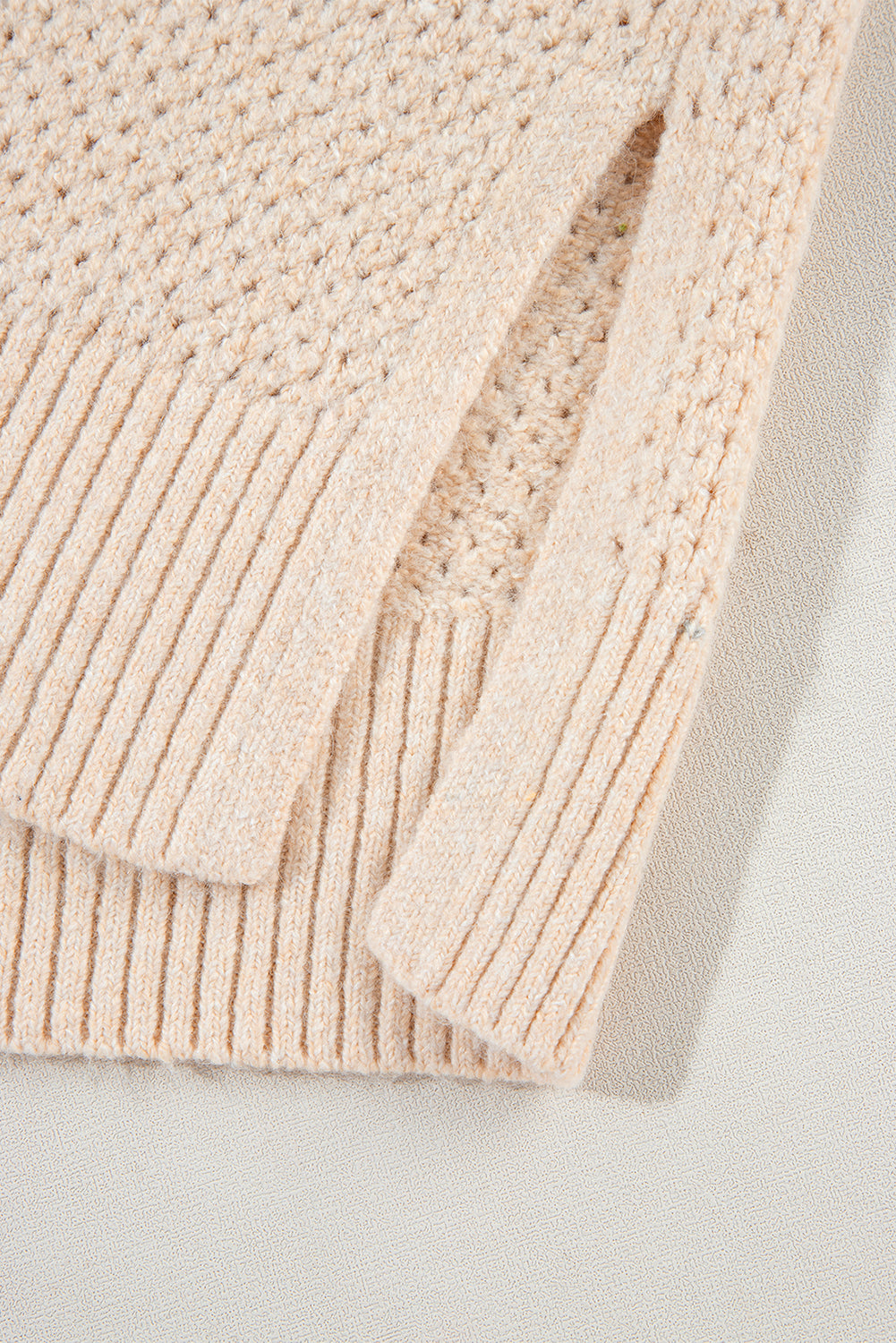 Light Grey Plain Oversized Hollowed Knit Sweater