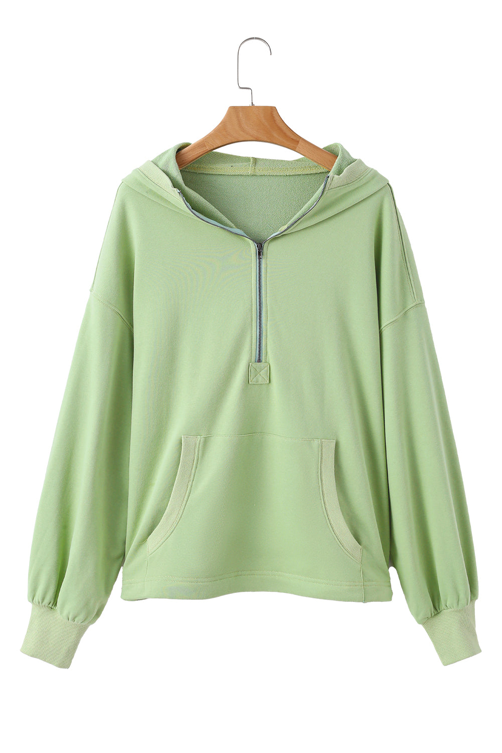 Aruba Blue Kangaroo Pocket Half Zipper Oversized Hoodie