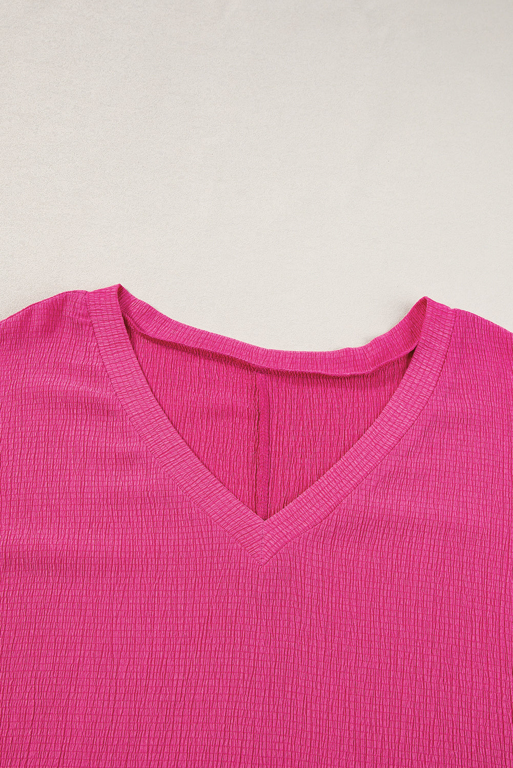 Blue Sapphire Textured V Neck Plus Size Blouse