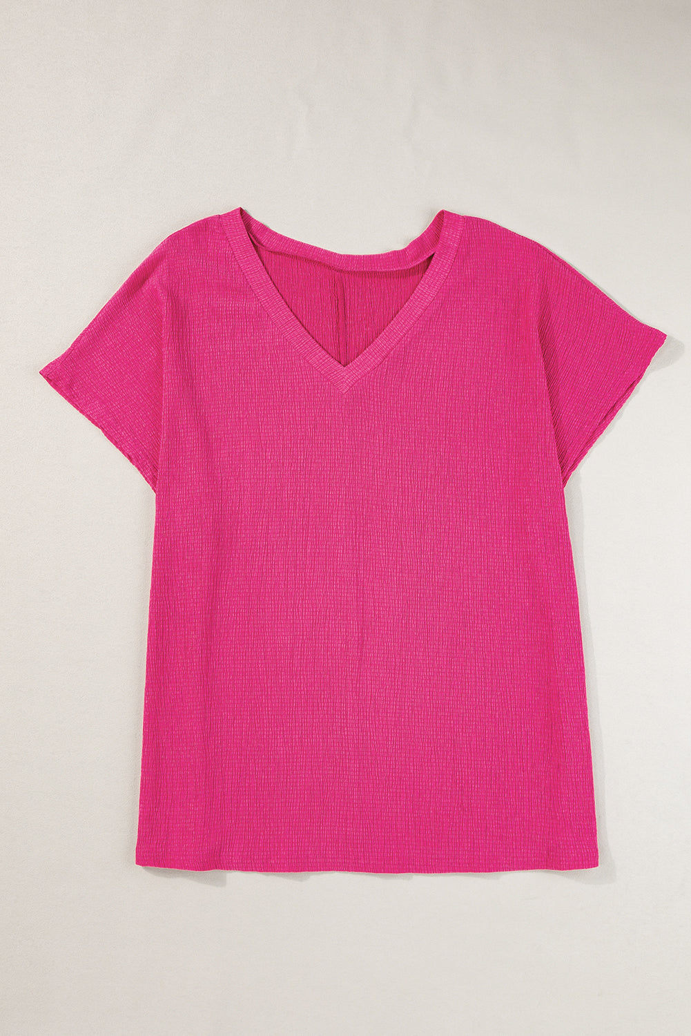 Blue Sapphire Textured V Neck Plus Size Blouse