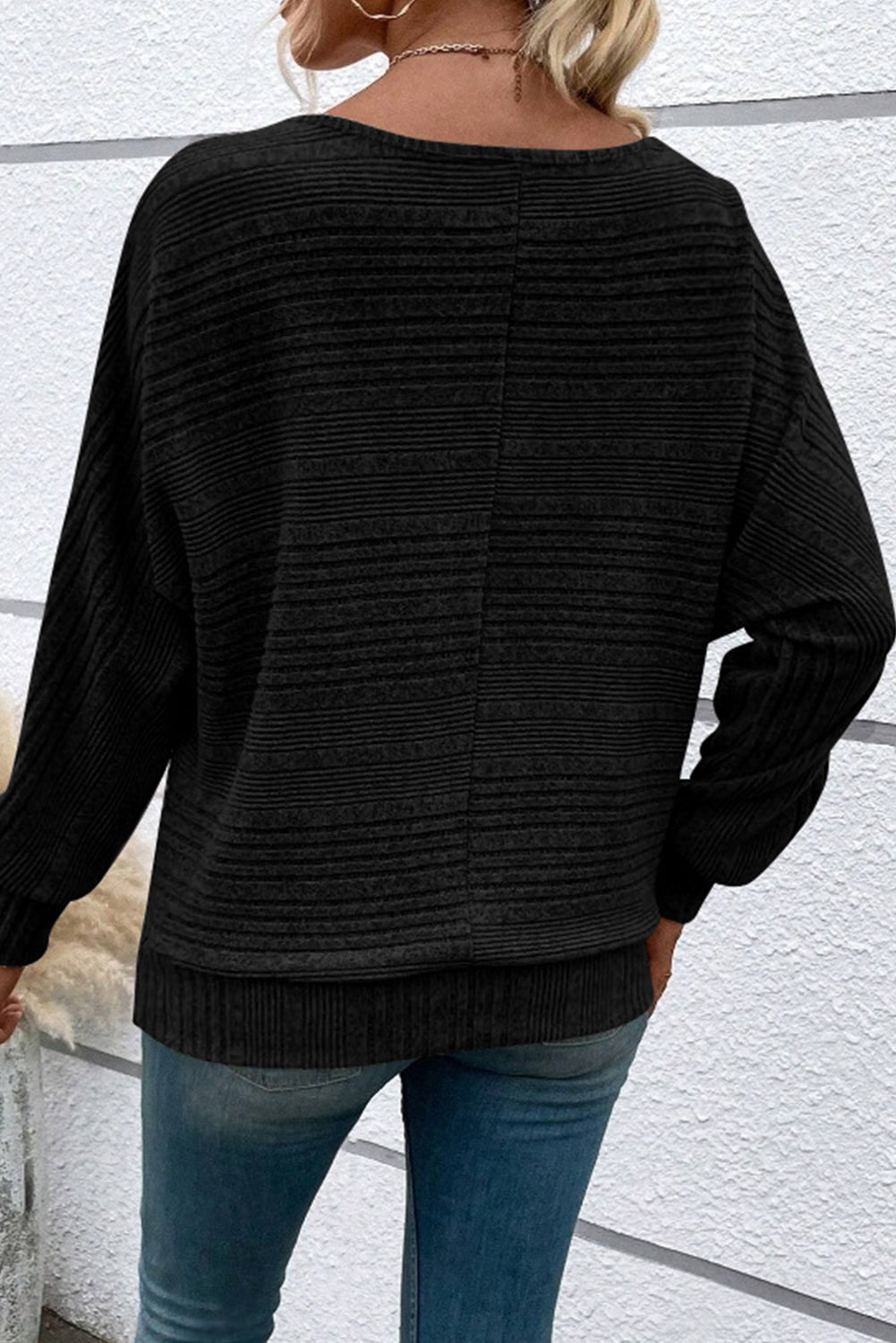 Burgundy Pit Stripe Batwing Sleeve Top