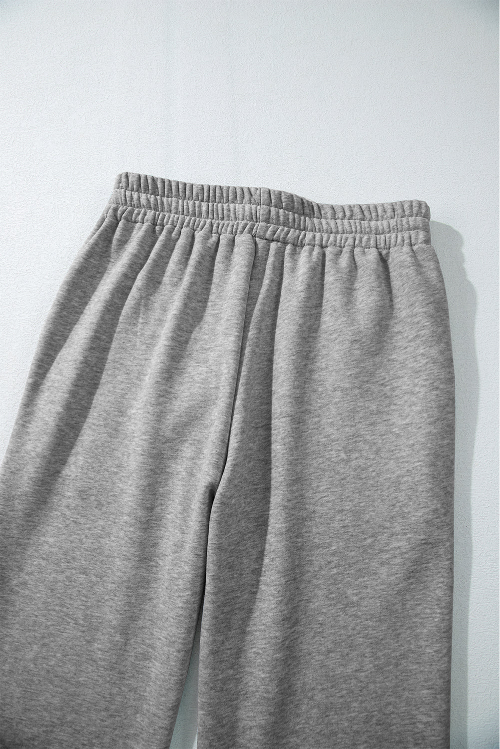 Black Solid Color Fleece Lined Drawstring Waist Pants