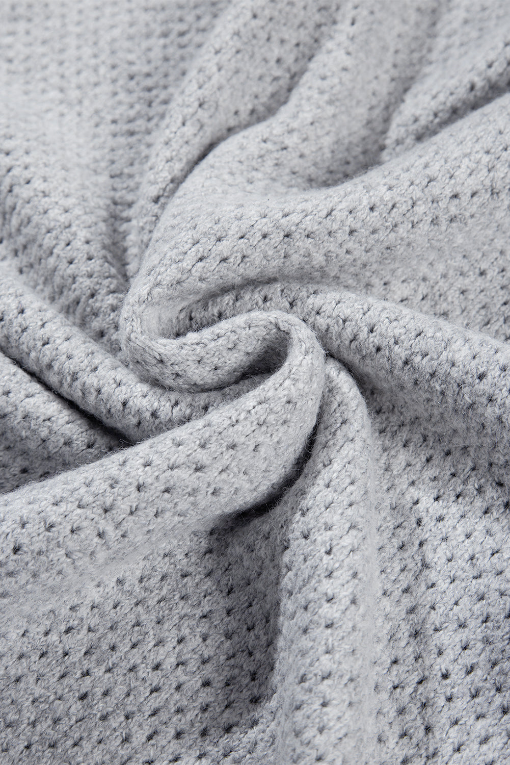 Light Grey Plain Oversized Hollowed Knit Sweater