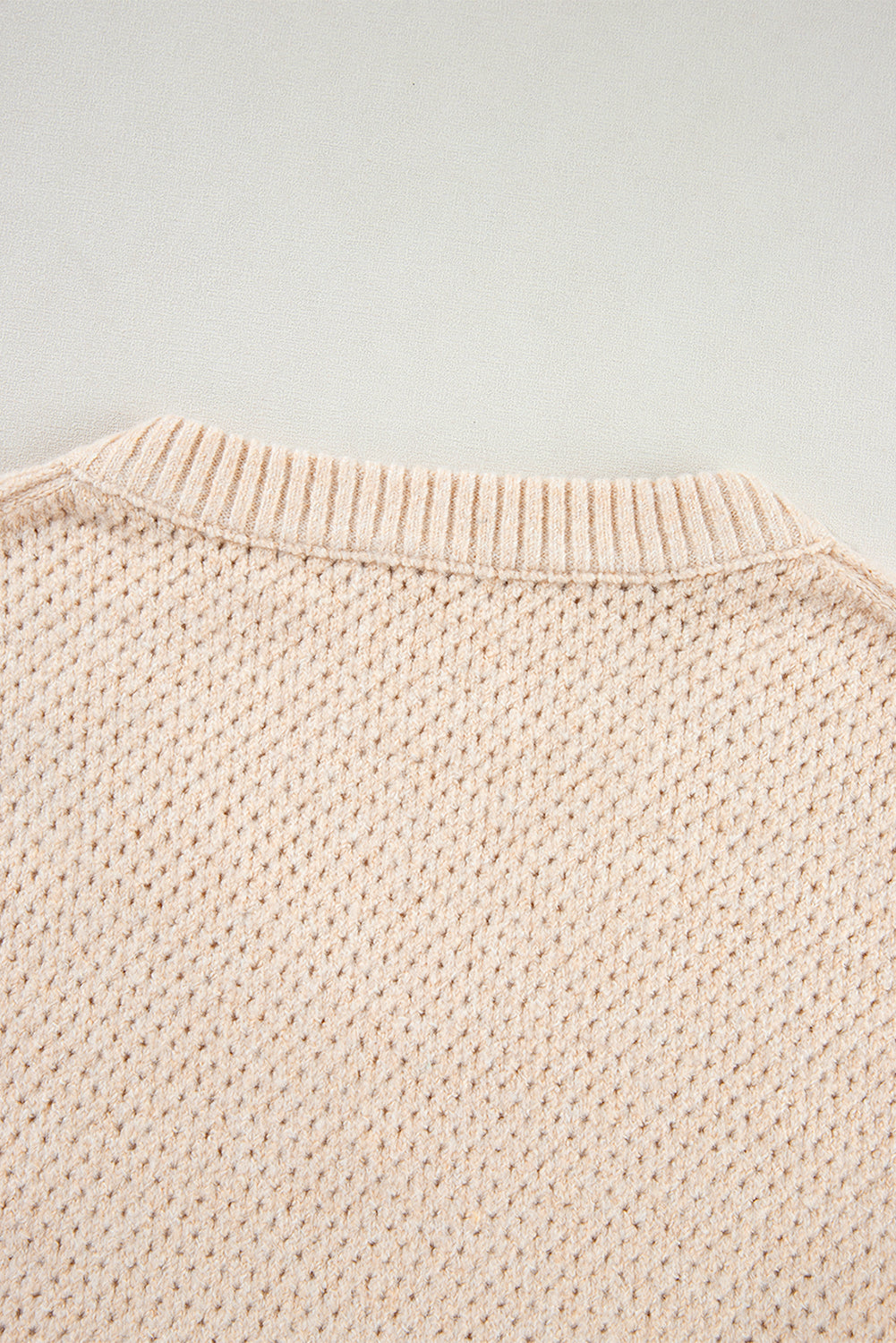 Light Grey Plain Oversized Hollowed Knit Sweater