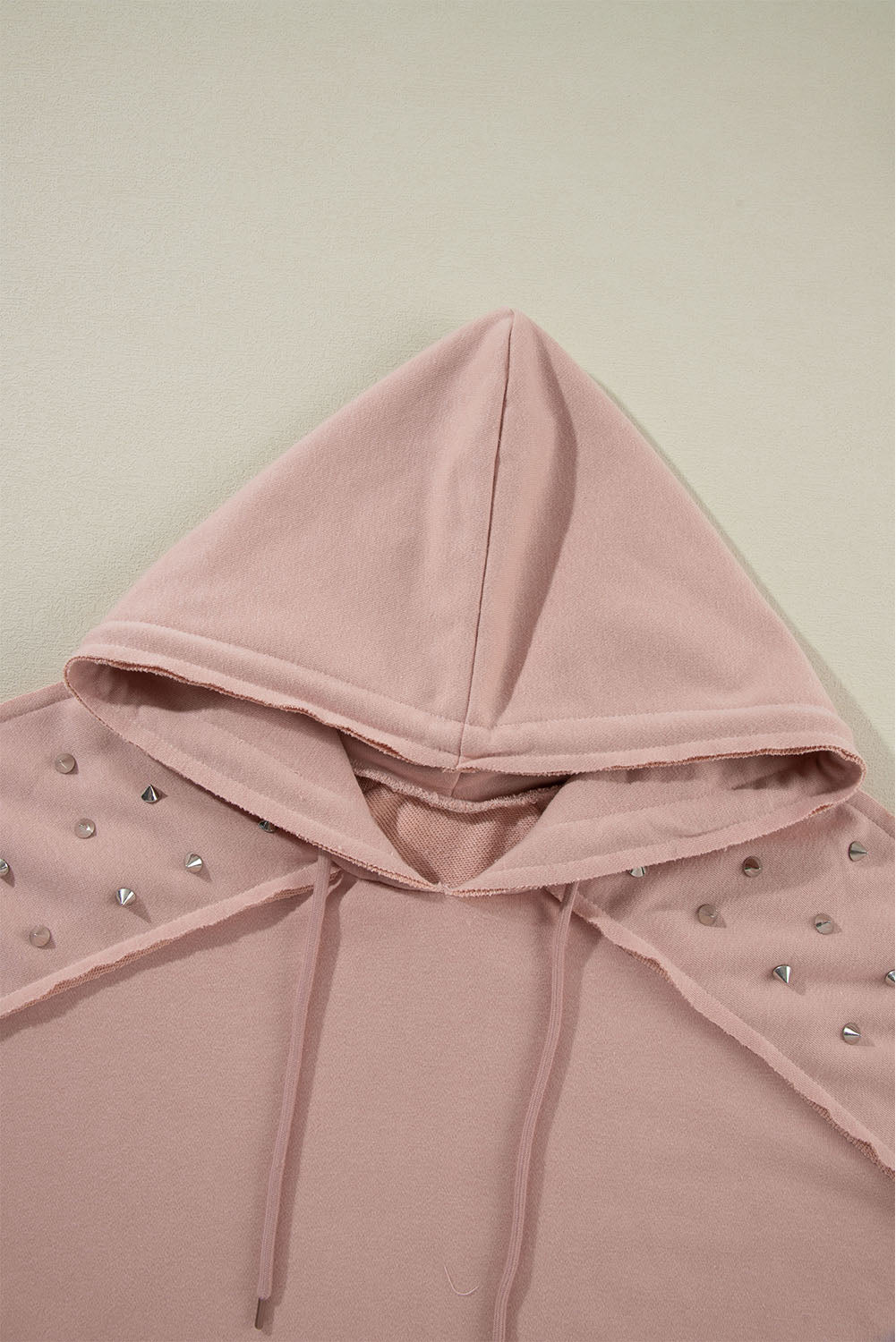 Fushia Stud Detail Kangaroo Pocket Hoodie