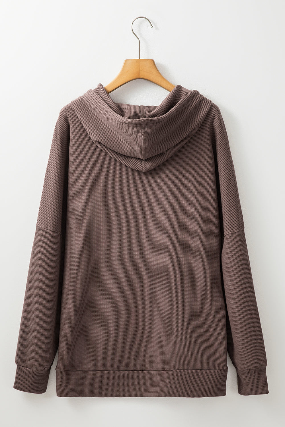 Coffee Waffle Knit High Low Oversized Hoodie