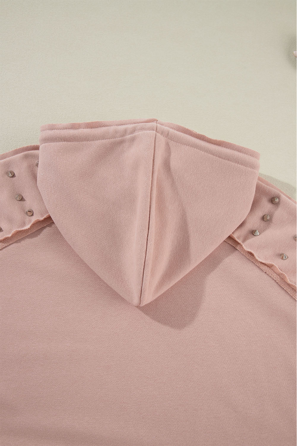 Fushia Stud Detail Kangaroo Pocket Hoodie