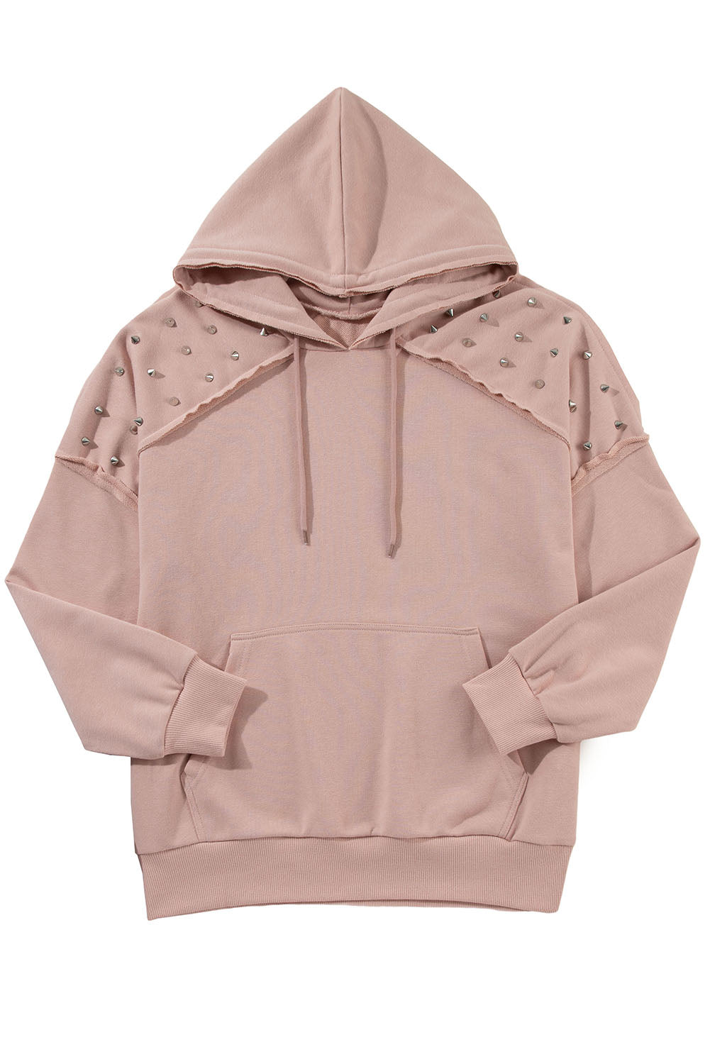 Fushia Stud Detail Kangaroo Pocket Hoodie