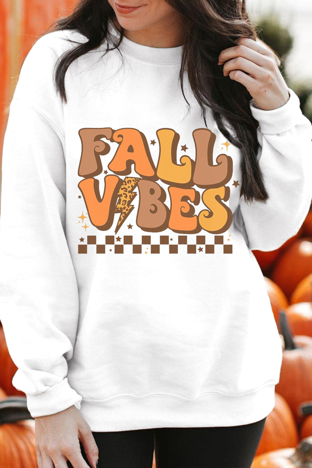 Beige FALL VIBES Graphic Drop Shoulder Sweatshirt