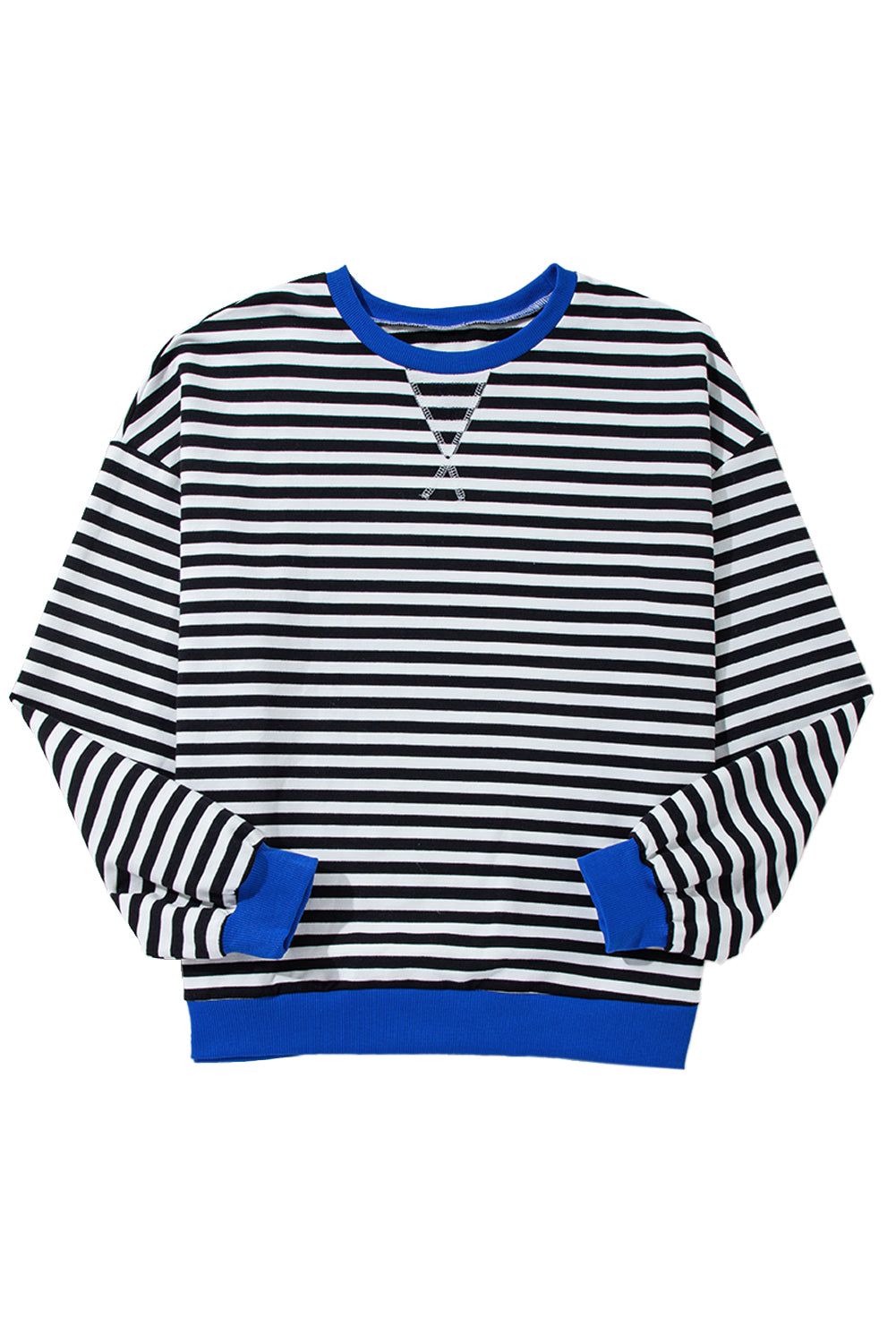 Black Stripe Contrast Edge Cross Seam Oversized Sweatshirt