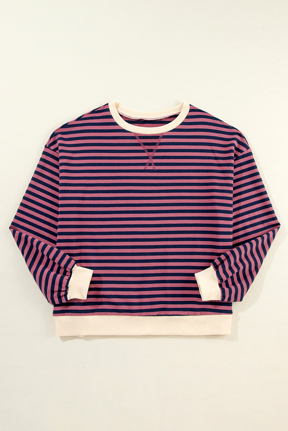 Black Stripe Contrast Edge Cross Seam Oversized Sweatshirt