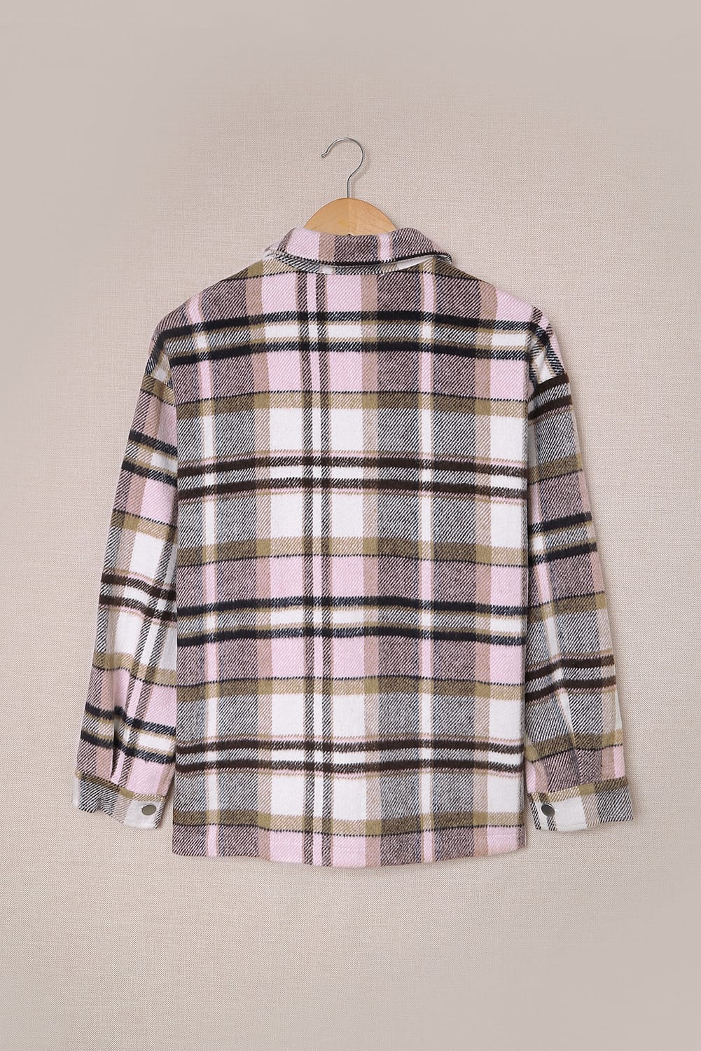 Brown Plaid Button Up Long Sleeve Flannel Shacket