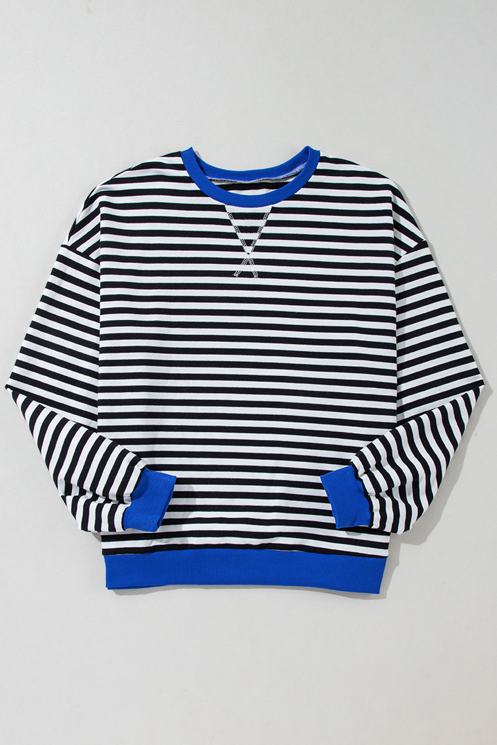 Black Stripe Contrast Edge Cross Seam Oversized Sweatshirt